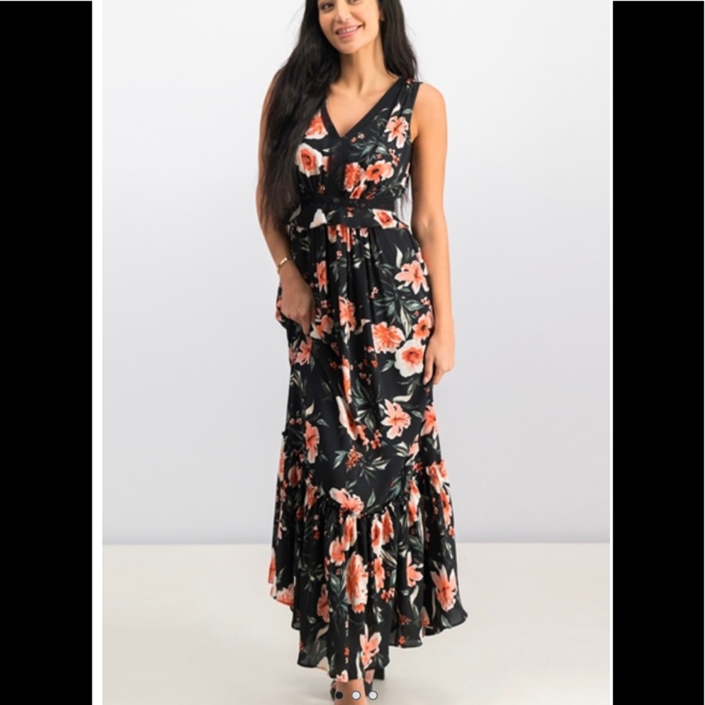 Ivanka Trump Black Floral Maxi Dress